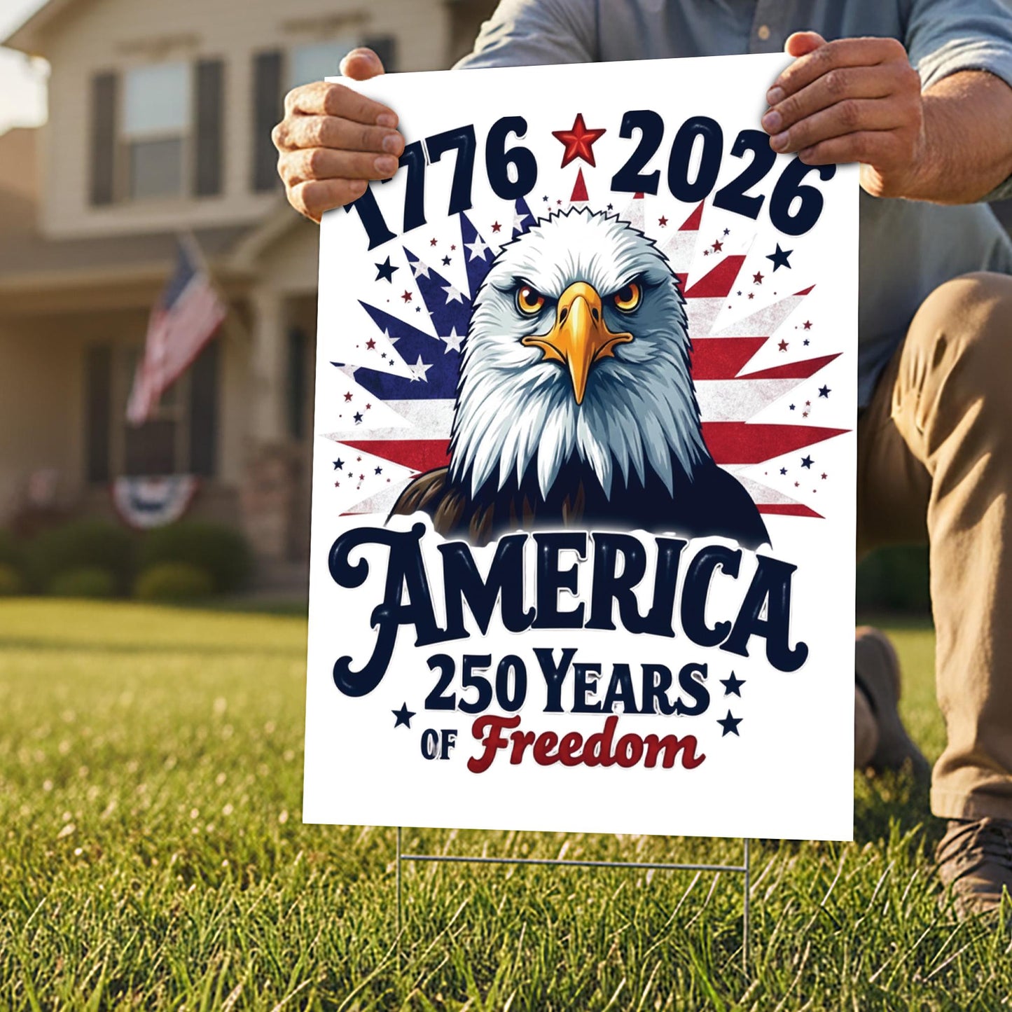 1776–2026 America 250 Years Garden Flag, Patriotic Eagle Outdoor Decoration, Fourth of July Celebration Sign, USA Anniversary Yard Flag