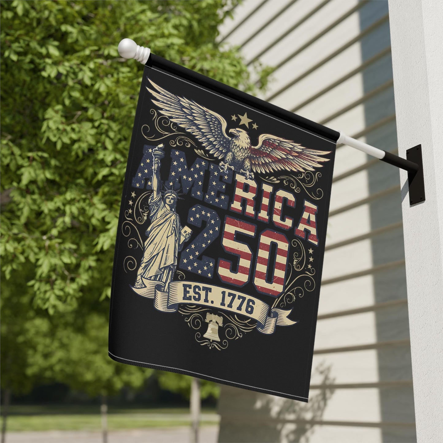 America 250 Years Garden Flag, Patriotic Eagle Statue of Liberty Est. 1776 Flag, Patriotic 4th of July Flag