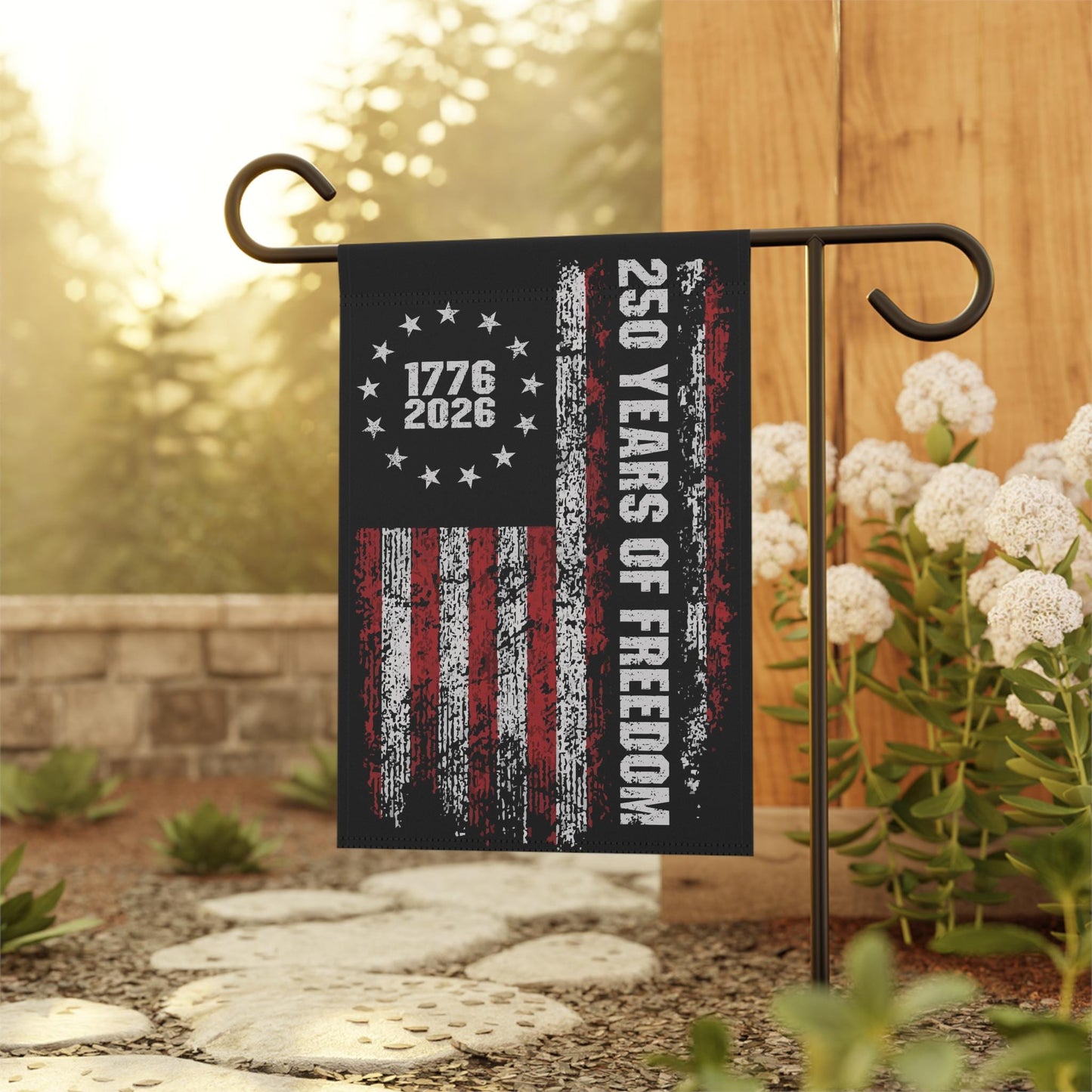 250 Years of Freedom Garden Banner, America 250th Anniversary Garden Flag, Patriotic Semiquincentennial Decor
