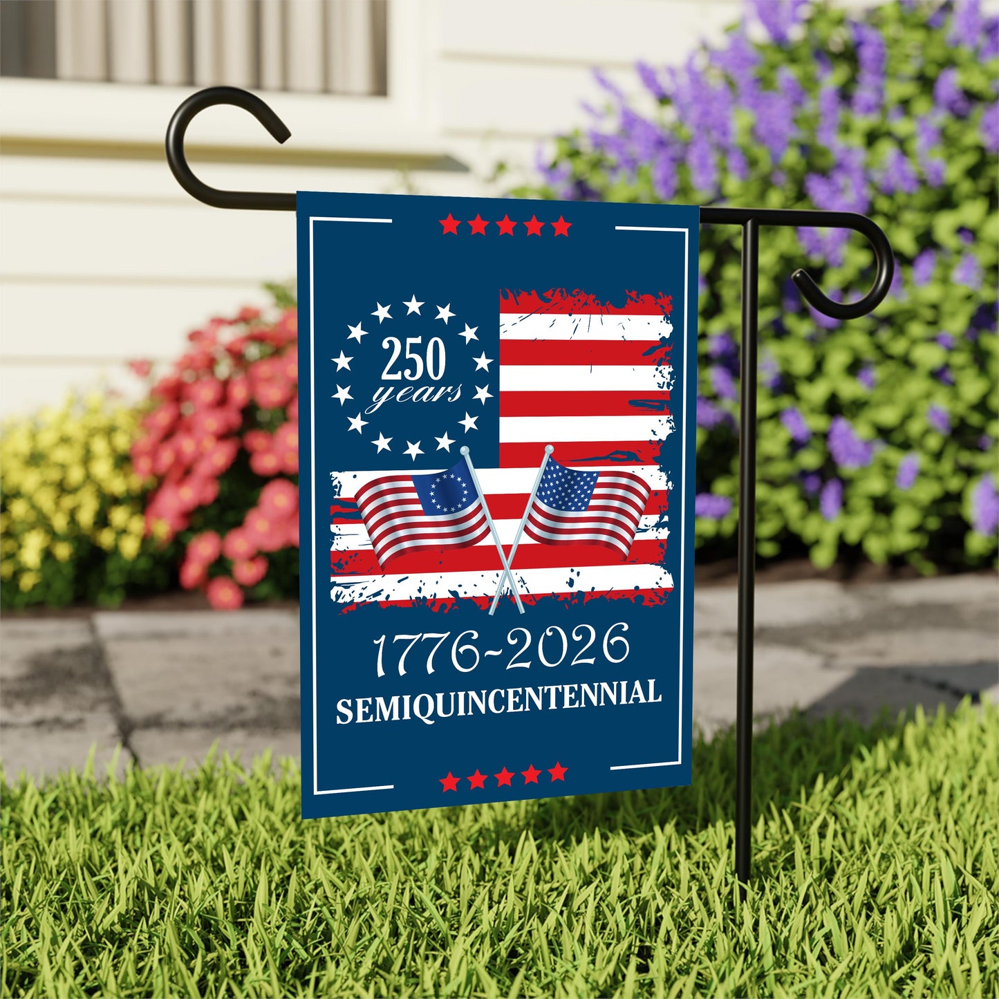 250 Years America Garden Flag, 1776-2026 USA Semiquincentennial Flag, Patriotic Anniversary Yard Decor, American Celebration Flag