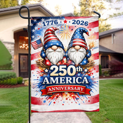 250 Years USA Patriotic Gnomes Garden Flag, 250th years USA Flag, Celebrate 250th Anniversary Decor