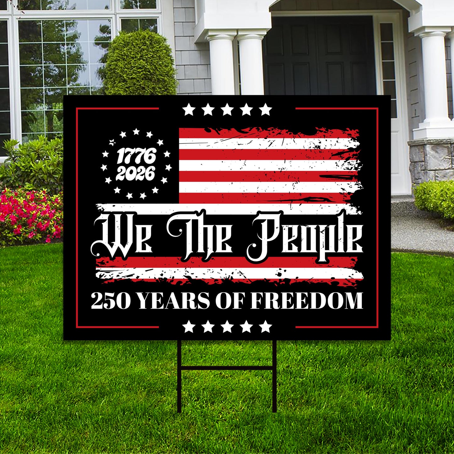 250 Years American Yard Sign, Patriotic 250th Anniversary Lawn Decor, Celebrate Independence Liberty National Pride Sign