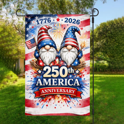 250 Years USA Patriotic Gnomes Garden Flag, 250th years USA Flag, Celebrate 250th Anniversary Decor