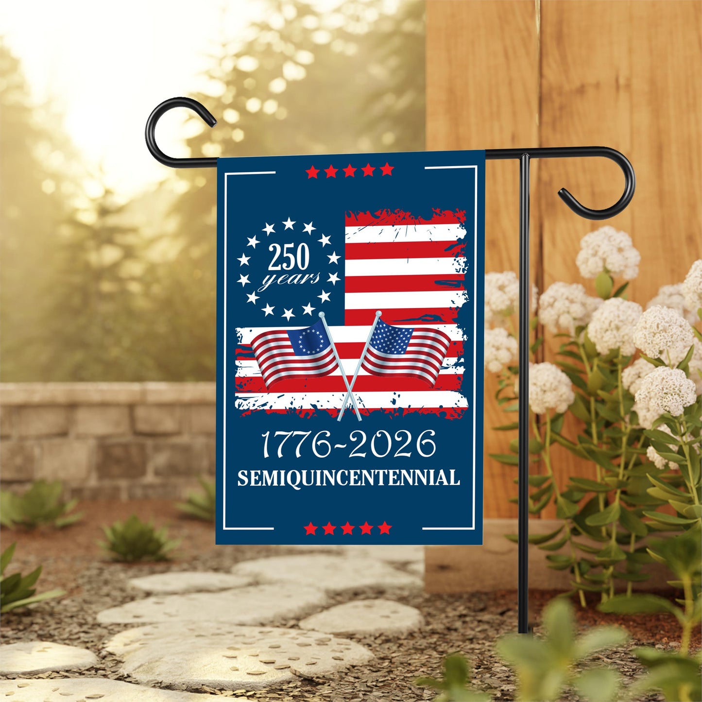 250 Years America Garden Flag, 1776-2026 USA Semiquincentennial Flag, Patriotic Anniversary Yard Decor, American Celebration Flag