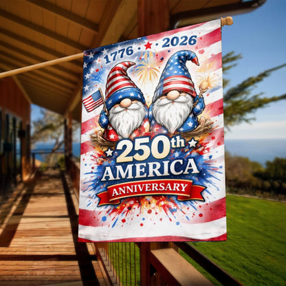 250 Years USA Patriotic Gnomes Garden Flag, 250th years USA Flag, Celebrate 250th Anniversary Decor