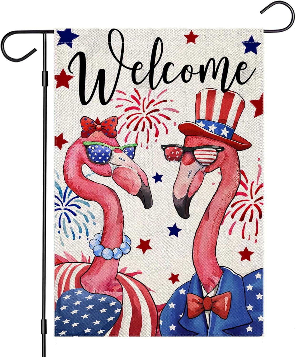 Patriotic 4th of July Garden Flag, Patriotic Flamingo Yard Decoration, Small Seasonal Outdoor Decor