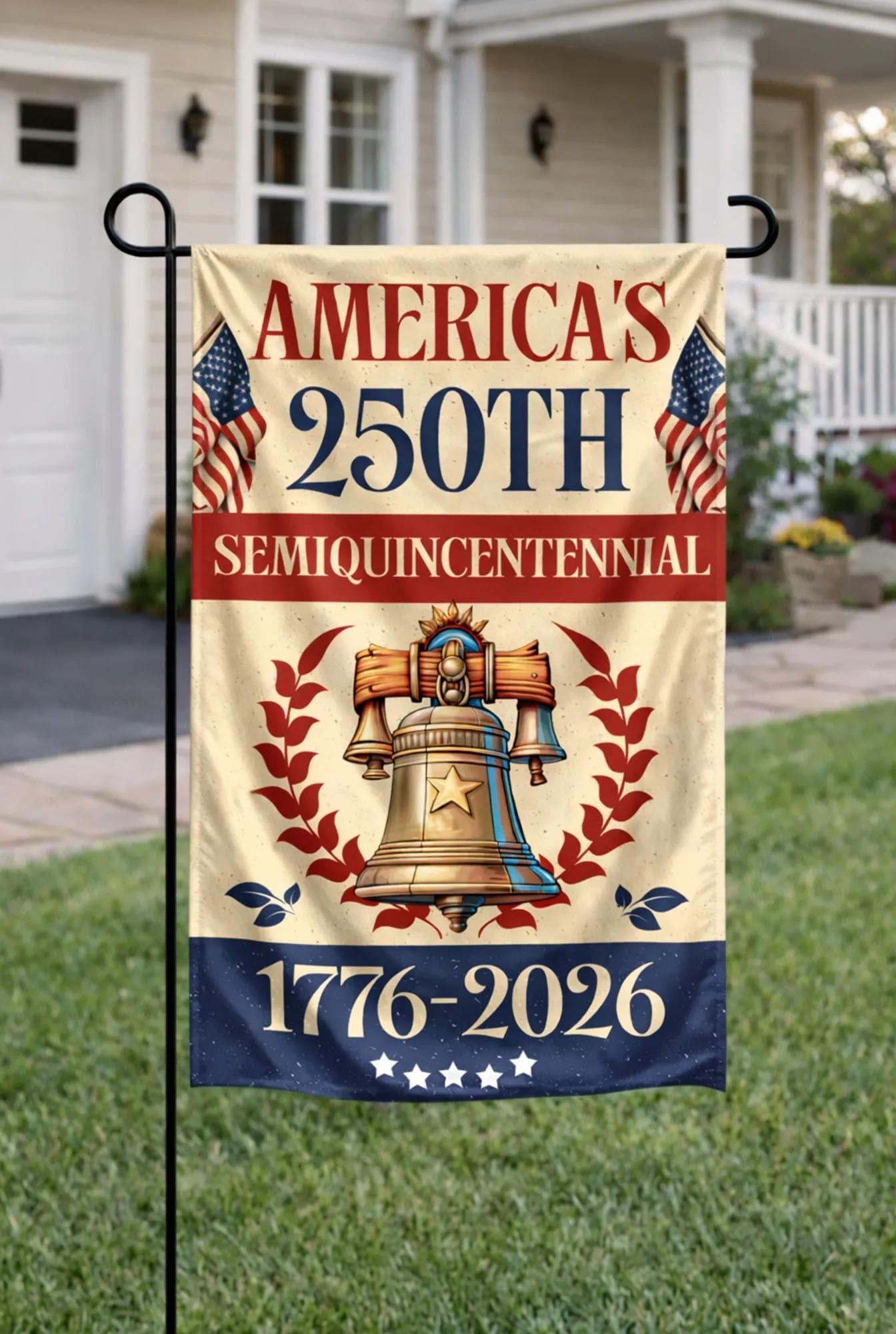 America 250th 1776-2026 Anniversary Garden Flag, USA Semiquincentennial Outdoor Yard Flag, Patriotic 4th Of July Decor