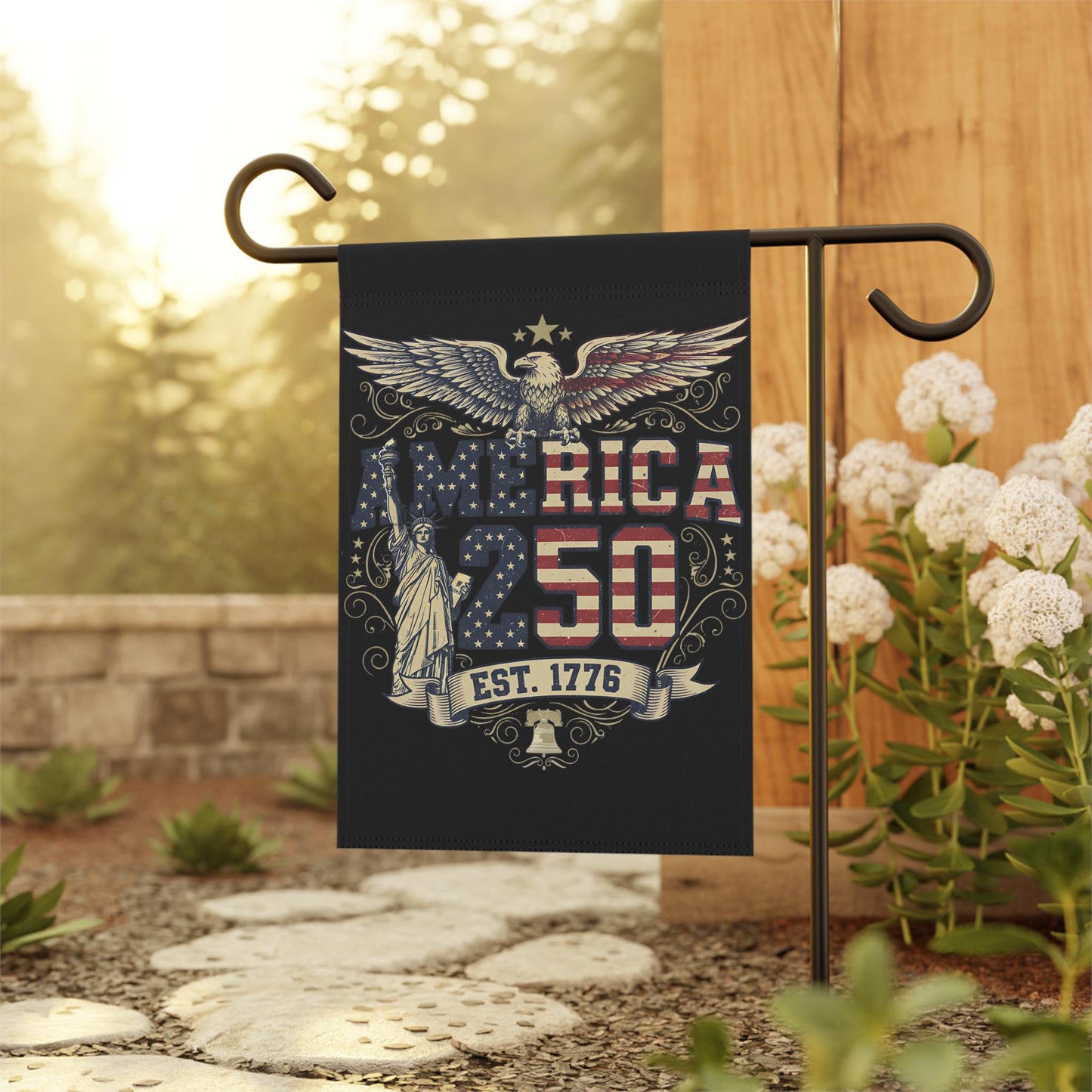 America 250 Years Garden Flag, Patriotic Eagle Statue of Liberty Est. 1776 Flag, Patriotic 4th of July Flag