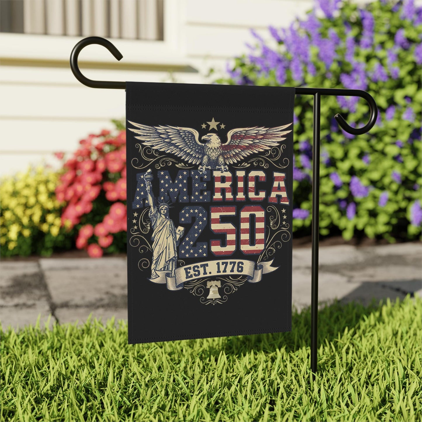 America 250 Years Garden Flag, Patriotic Eagle Statue of Liberty Est. 1776 Flag, Patriotic 4th of July Flag