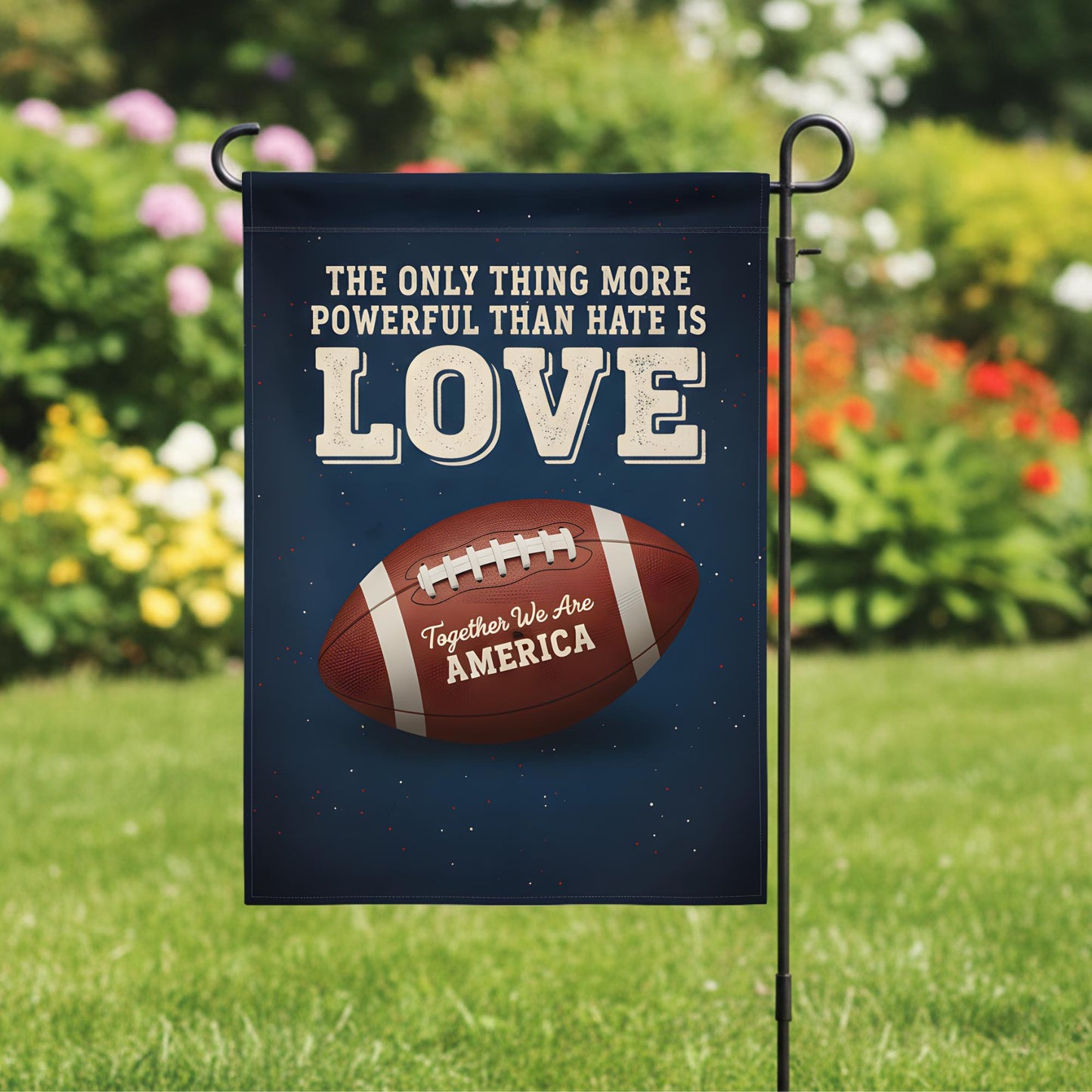 Love & Football House Flag, Patriotic Garden Decor, Football Team Garden Flag